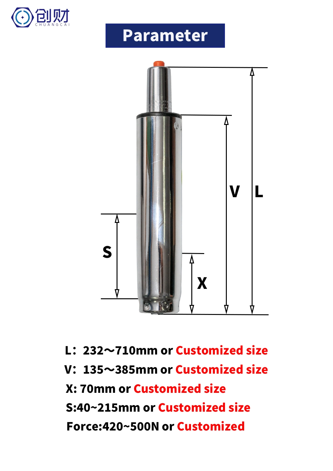 Furniture Air Gun Spring Nitrogen Gas Die Springs Mold Springs