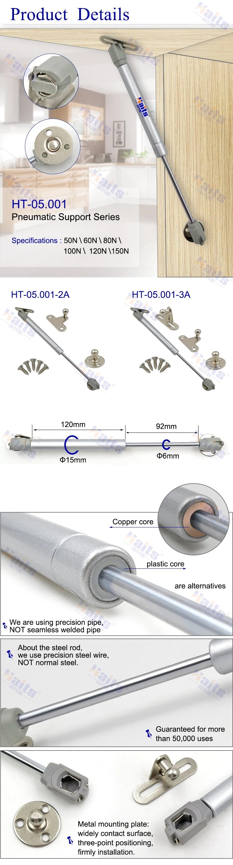 Gas Spring for Wall Bed Gas Spring for Air Gun Shelf Support